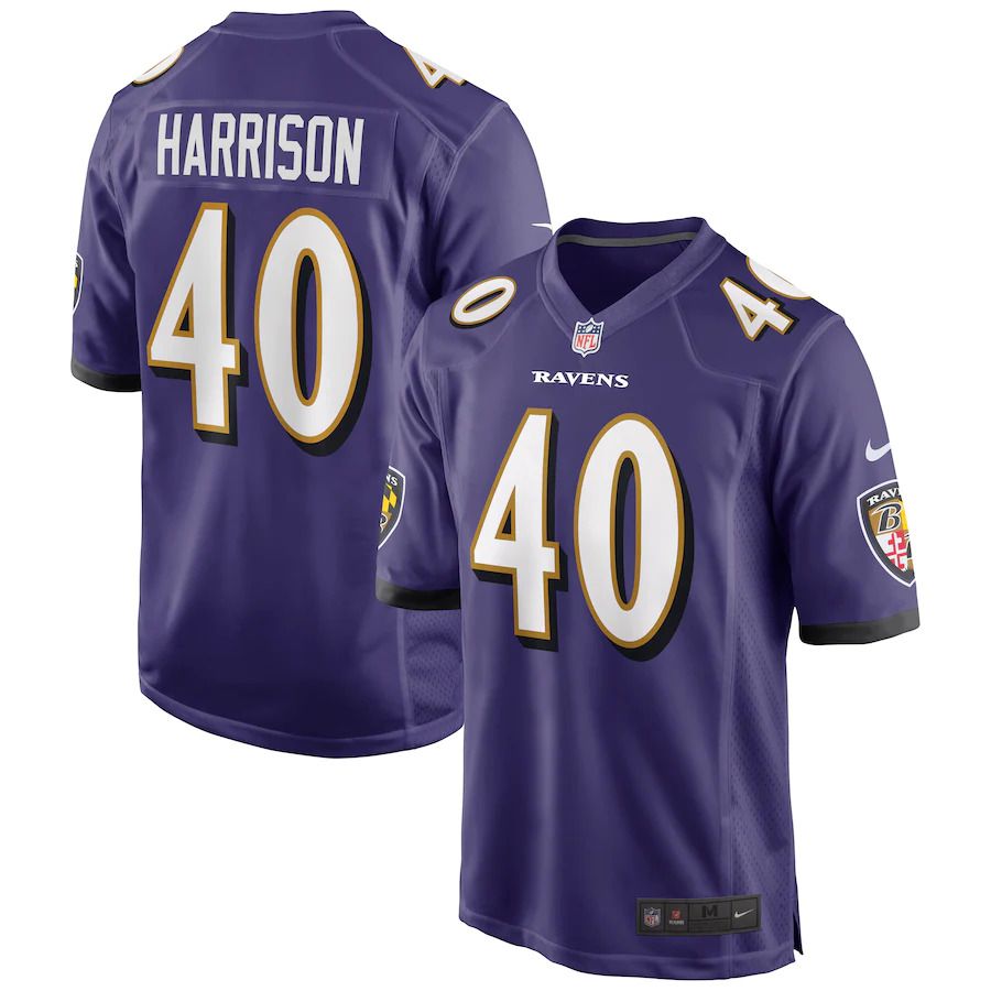 Men Baltimore Ravens #40 Malik Harrison Nike Purple Game NFL Jersey->baltimore ravens->NFL Jersey